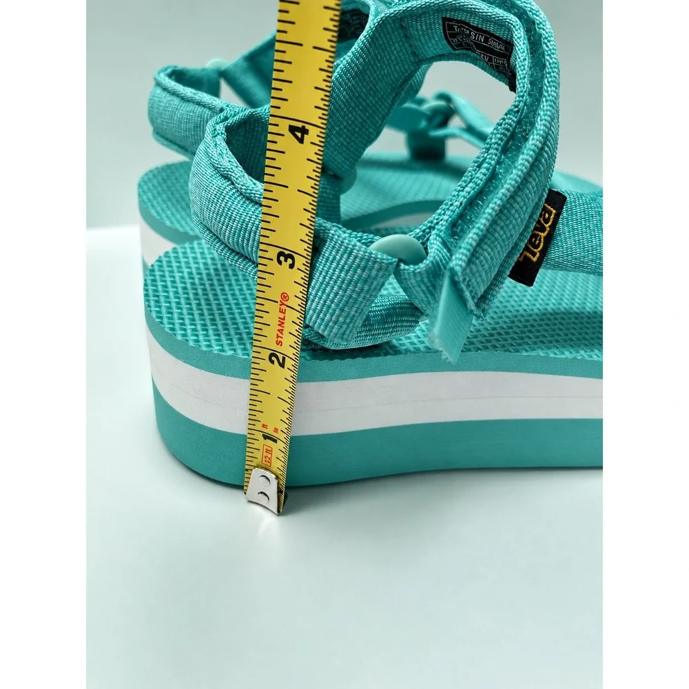 Teva Platform Sandals Women's Size 5 Teal Green Flatform Universal Strappy Retro